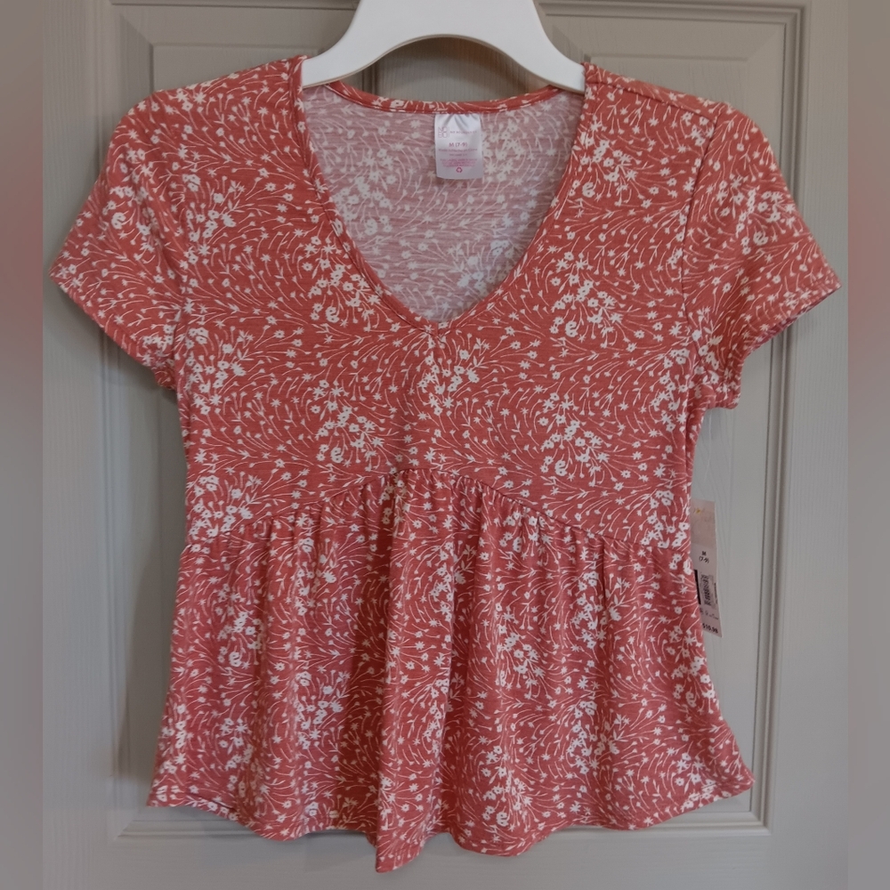 NWT No Boundaries Jrs. Floral Babydoll Top - Medium 7-9